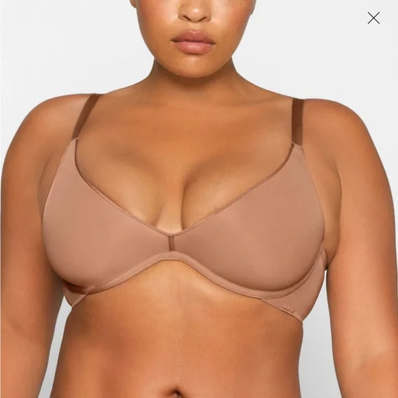 Skims 42A scoop ultra mesh weightless bra sienna nude - Picture 2 of 6